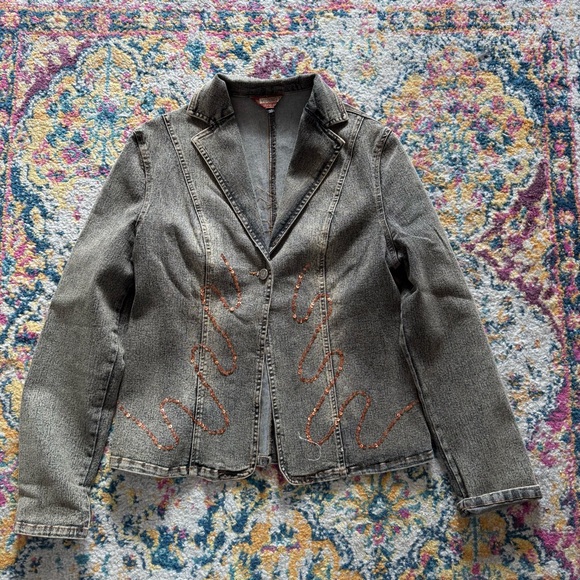 90s acid wash beaded jean jacket grunge fairycore - Picture 8 of 10